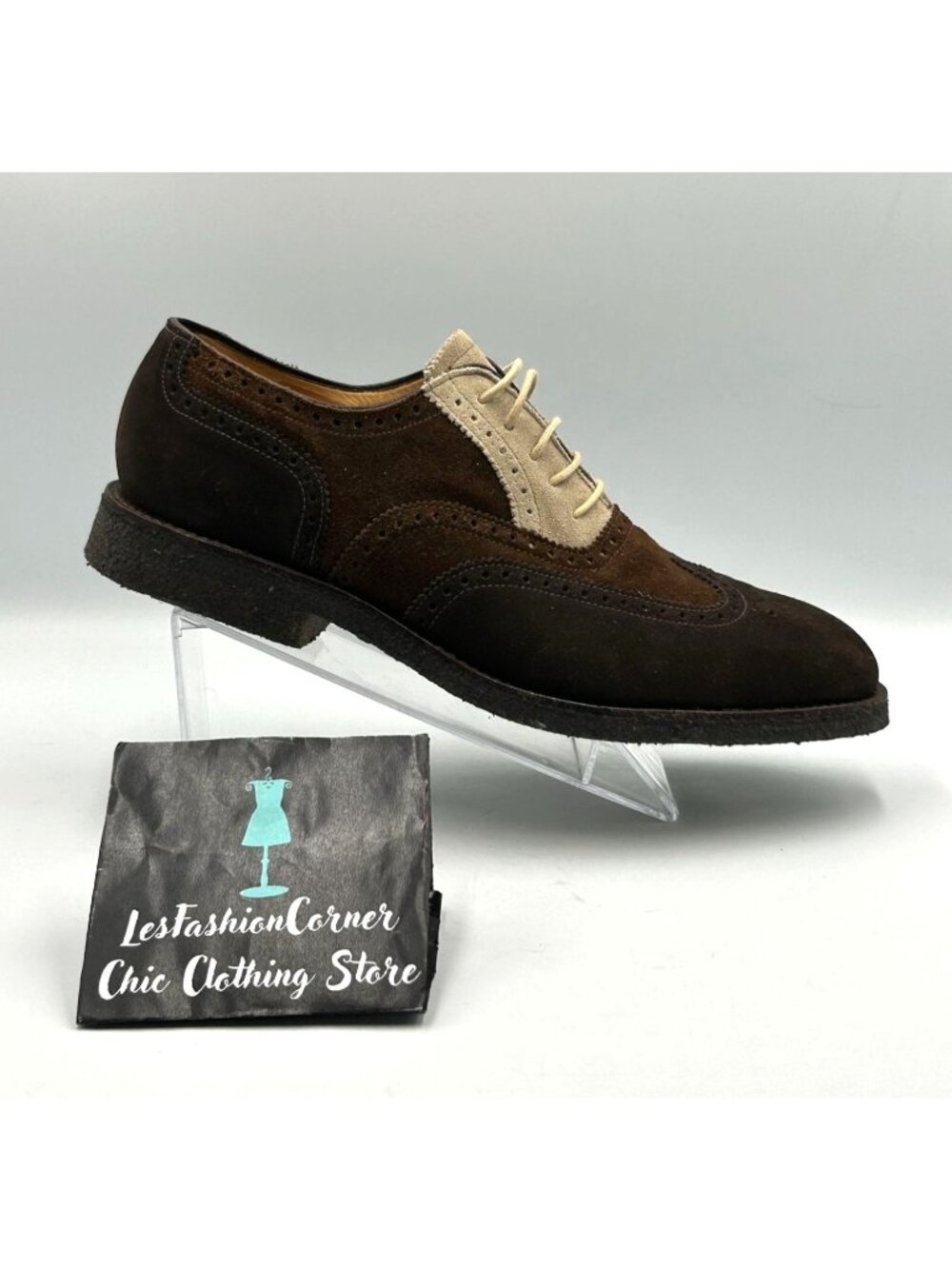 Peal & Co. For Brooks Brothers Men Brown Suede Wingtip Oxford Shoes Sz 11D 3268 - Picture 14 of 16